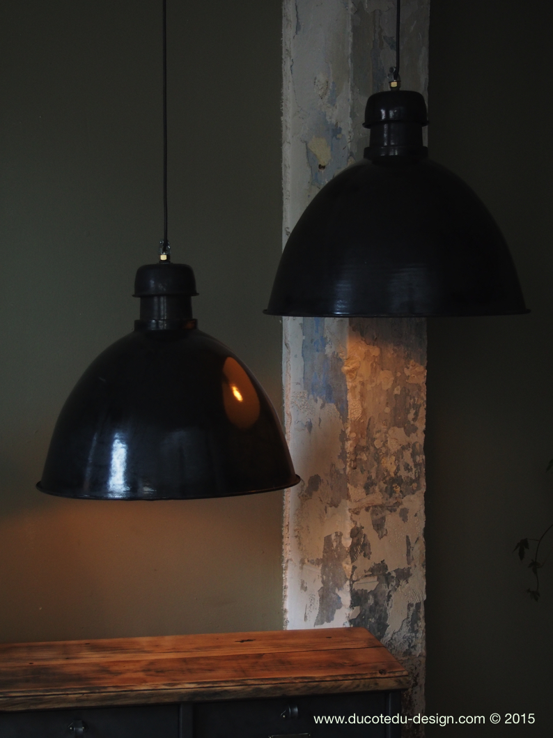 Abat-jour émaillé Vintage Style Industriel - Pour Ampoule E27, Métal, Lampe Suspension, Neuf